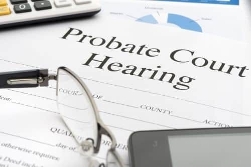 Probate court hearing papers
