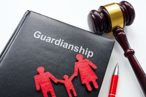 guardianship booklet next to a judge gavel