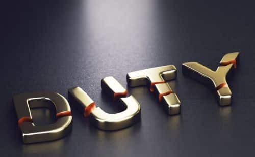 letters spelling out the word duty